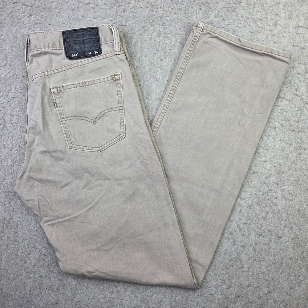Levis 514 Jeans Mens‎ 34x34 Beige Straight Medium Wash Pocket Denim Casual Y2K